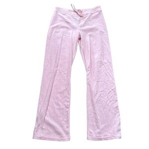 Vintage Instant Action Pale Pink Plush Velour Drawstring Track Pants Sz Medium